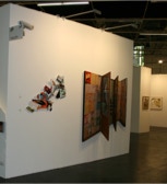 Stand view, ART.FAIR Cologne with paintings by Paul Critchley & Sasja Hagens and constructions by Michael Downs 3